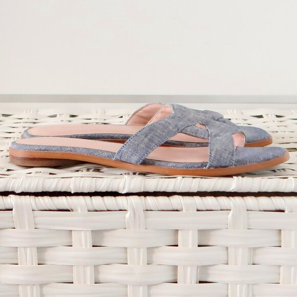 Anthropologie Avec Les Filles Blaye Chambray Slide Sandals Flip Flops Flats 7 - Picture 11 of 16